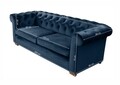 Разтегателен диван Oxford Chesterfield, 88x216x75 см, 3 места, Тъмно син