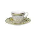 Комплект 2 чаши и чинийки за кафе Limoni, Brandani, 50 ml, порцелан New Bone China, жълто/зелено