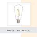 LED крушка, Sage, ST64 - Бяла, 7 W, 6500K, 806 Lm, стъкло