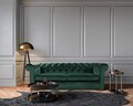 Разтегателен диван Oxford Chesterfield, 88x216x75 см, 3 места, Зелен