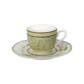 Комплект 2 чаши и чинийки за кафе Limoni, Brandani, 50 ml, порцелан New Bone China, жълто/зелено