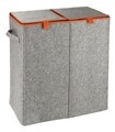 Кош за пране, Wenko, Duo Felt Orange, 2 отделения, 82 L, полиестер/полипропилен, сив/оранжев