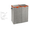 Кош за пране, Wenko, Duo Felt Orange, 2 отделения, 82 L, полиестер/полипропилен, сив/оранжев