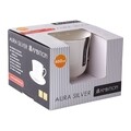 Чаша с чинийка Aura Silver, Ambition, порцелан, 450 мл, бяла