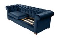 Разтегателен диван Oxford Chesterfield, 88x216x75 см, 3 места, Тъмно син