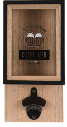 Отварачка и кутия за съхранение на капачки Craft Beer, 15.3x8.3x30 см, дърво