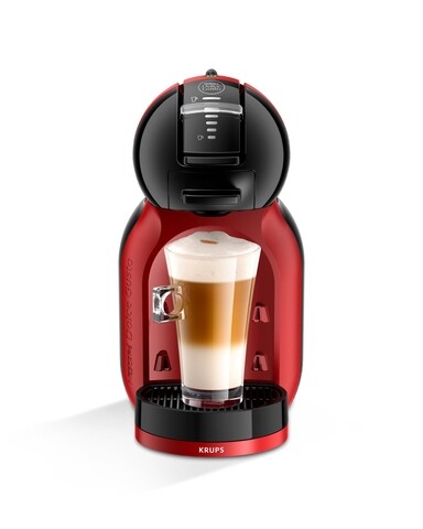 Еспресо машина, Krups, Dolce Gusto Mini Me, 1500 W, 15 бара, капацитет на резервоара 0.8 L, червено/черно