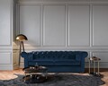 Разтегателен диван Oxford Chesterfield, 88x216x75 см, 3 места, Тъмно син