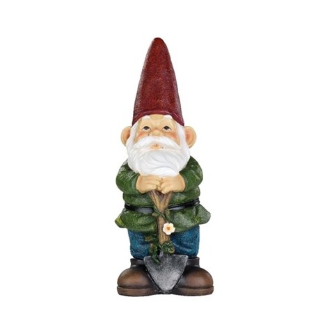 Градинска декорация Gnome w лопата, Decoris, 11,5x8x29 см, полирезин, многоцветен