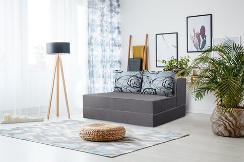 Разтегателен диван Urban Living Bedora 136x80x40 см Grey/Grey Flower