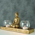 Свещник Jarven Buddha, Boltze, 30x10x16 см, полирезин, злато